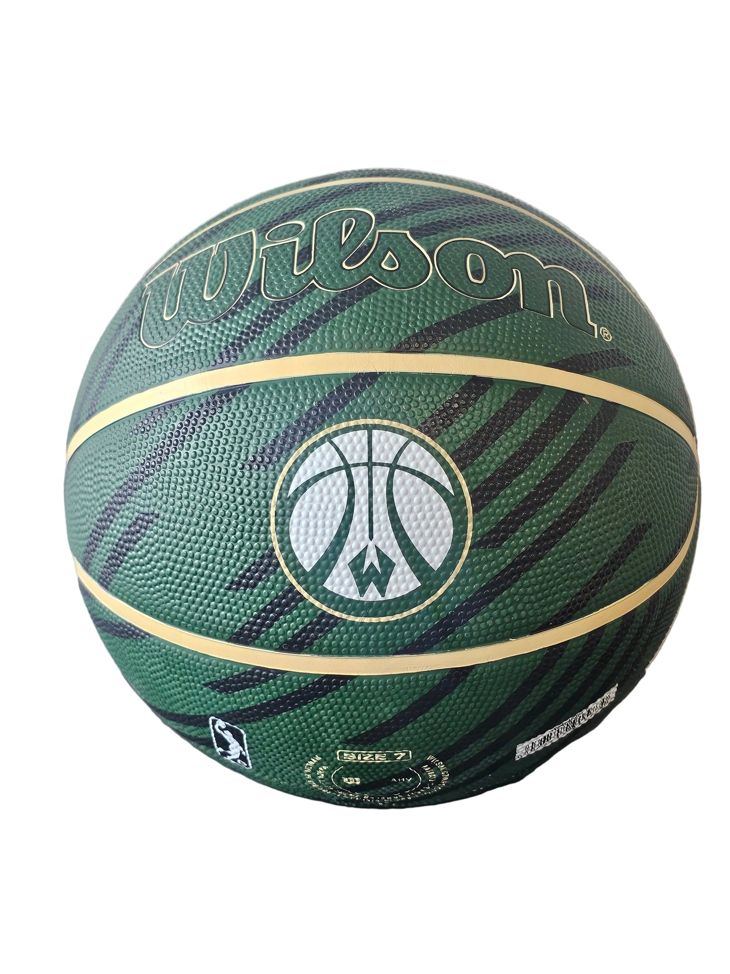 Full Size Green Wilson Basketball with Black Stripes
