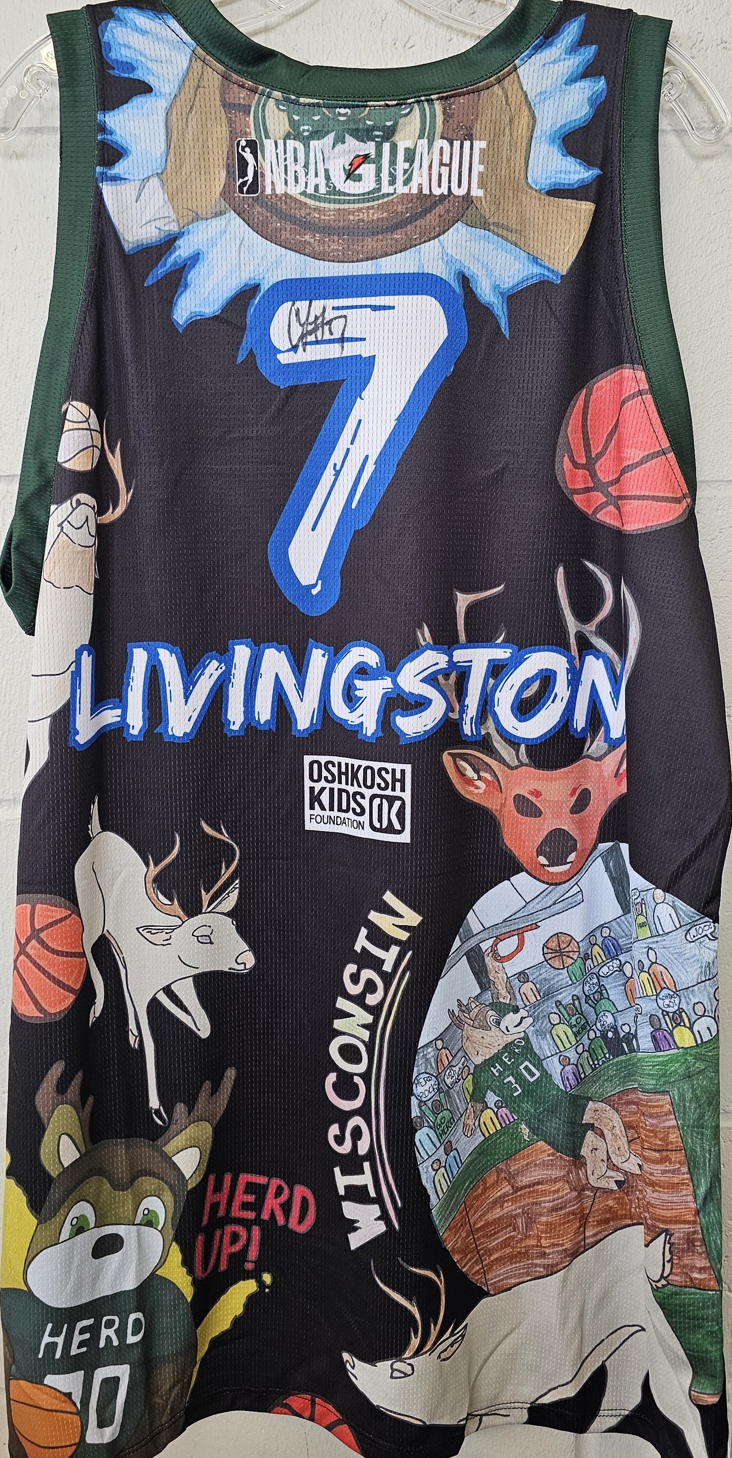 Bucks Assignment Player Livingston 7- BMO Art Contest 2024 Signed Theme Jersey
