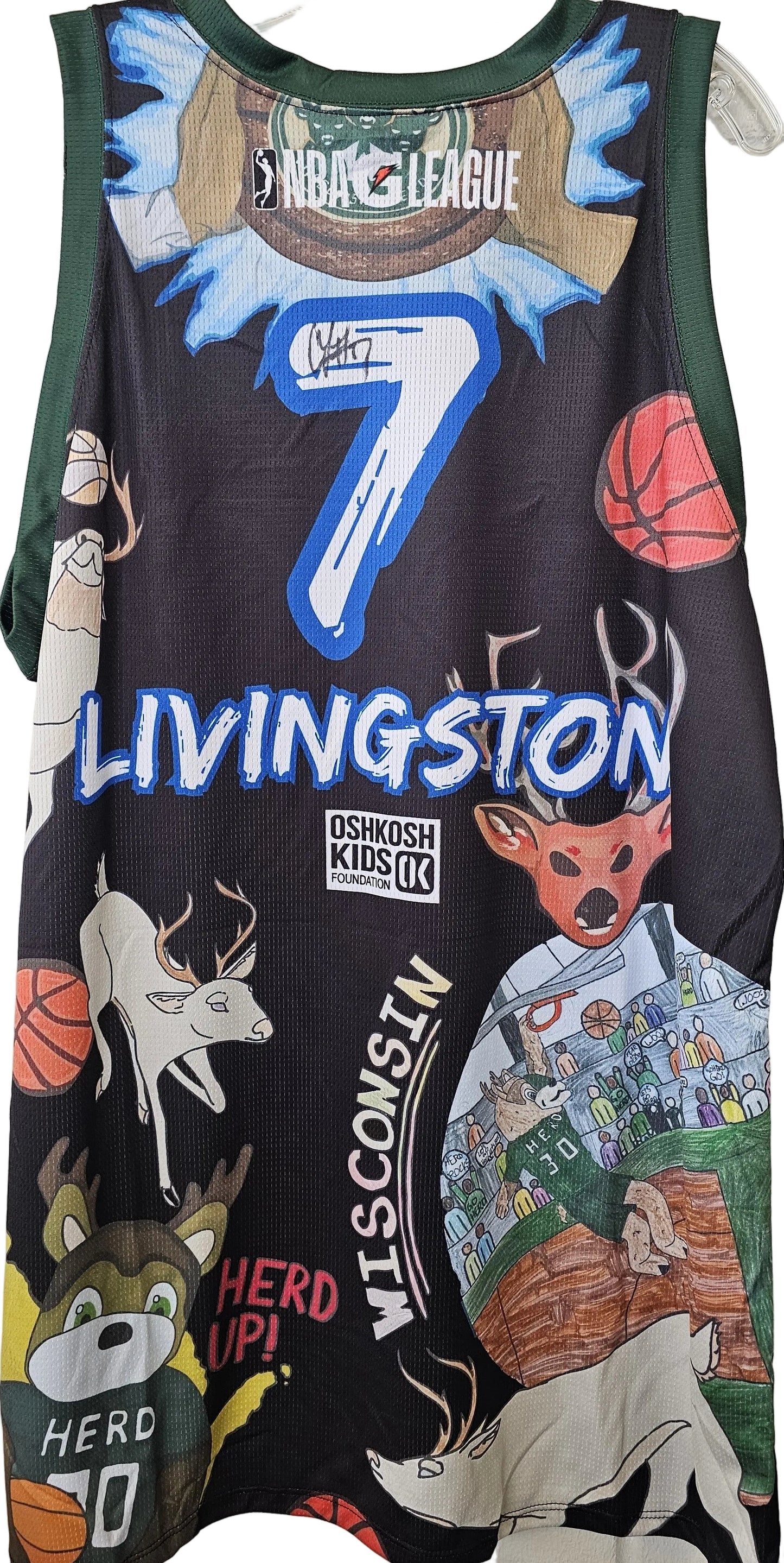 Milwaukee Bucks Assignment Player Chris Livingston #7- BMO Art Contest 2024 Signed Theme Jersey