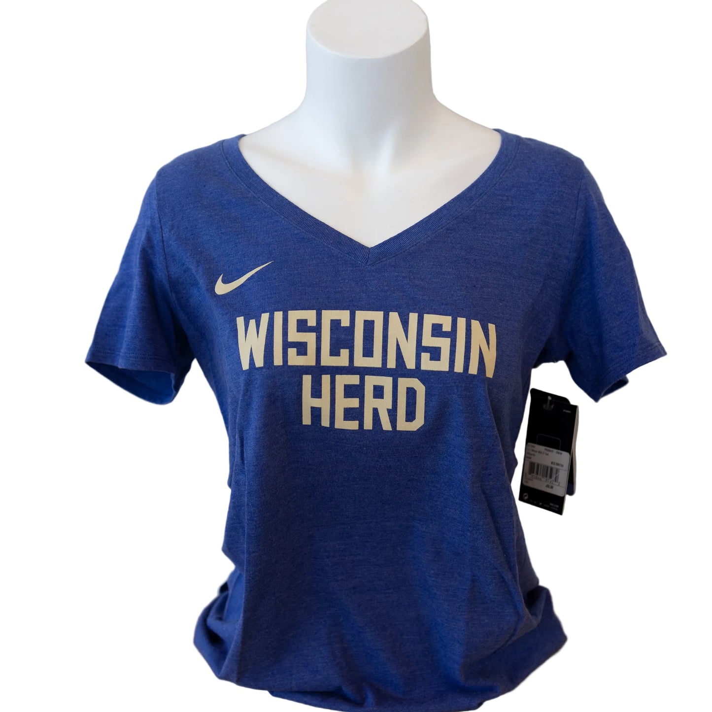 Women's Tri Blend Mid Blue V Neck T-Shirt