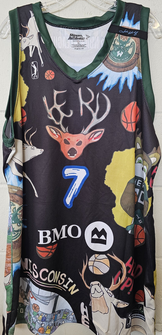 Bucks Assignment Player Livingston 7- BMO Art Contest 2024 Signed Theme Jersey