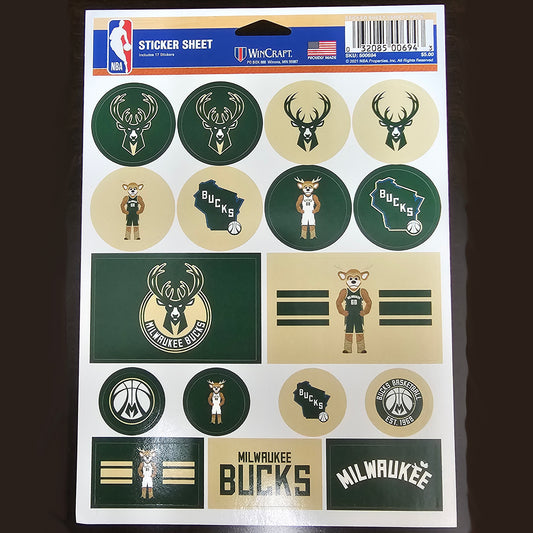 Milwaukee Bucks Sticker Sheets